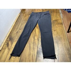 Mother Women's Stunner Zip Ankle Step Fray Not Guilty Black Jeans, Size 28